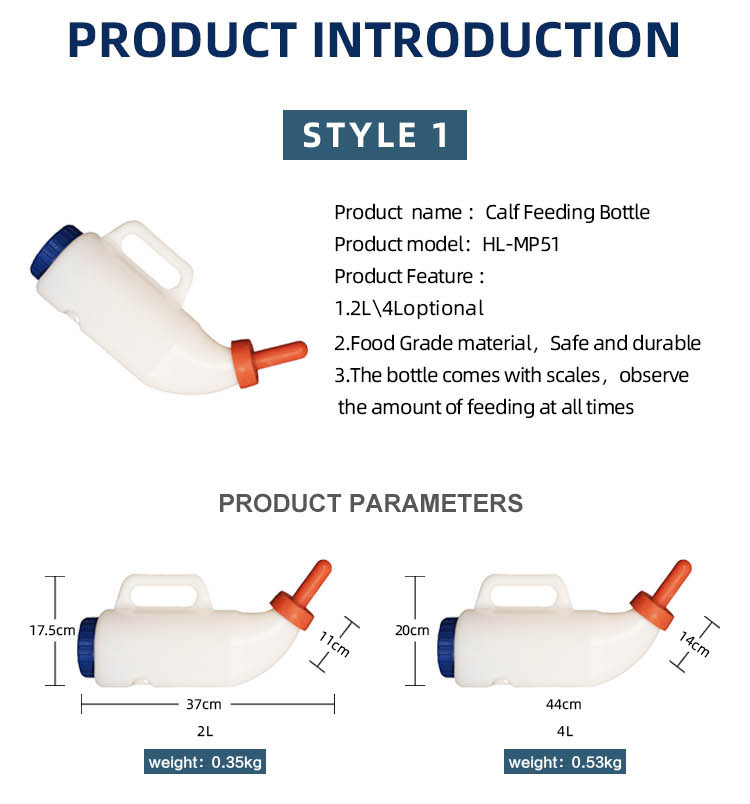 4 Liters Calf Milk Feeding Bottle for Easy Calf Nourishment
