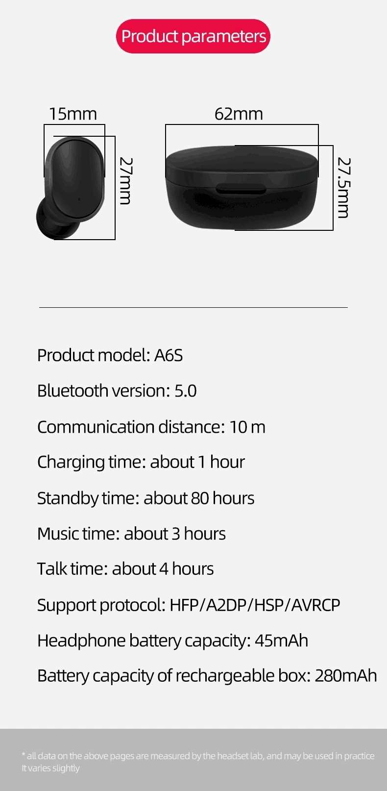 Mi Amazon 2020 Top Seller A6s Airdots in-Ear Earphone Bluetooth Headphone