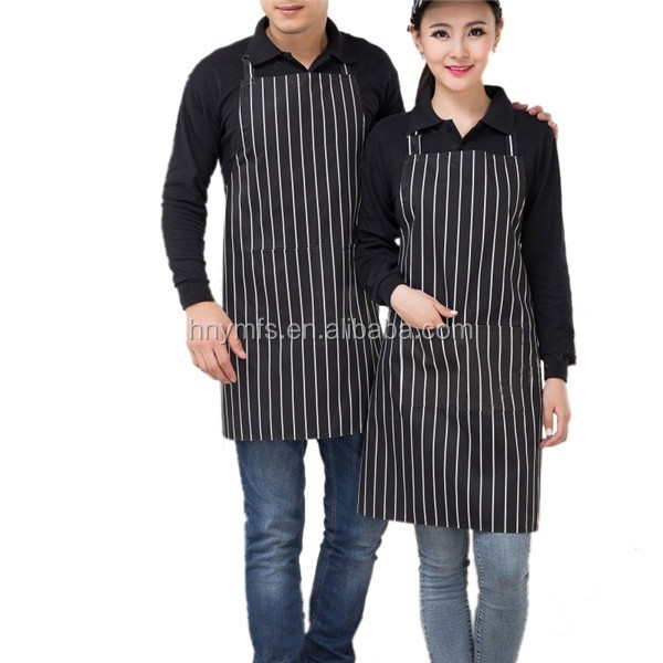 apparel factory custom yarn dyed stripe and dying strip bib cooking kitchen chefs apron