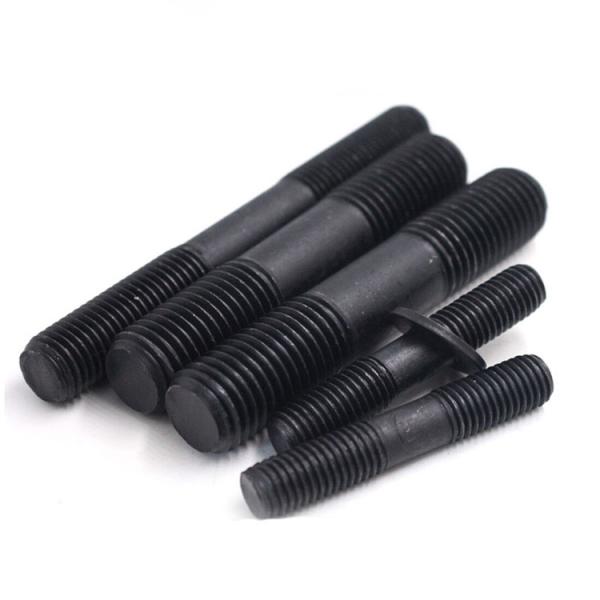 Black Double End Threaded Rod Carbon Steel ASTM 3/8 0.39 meter