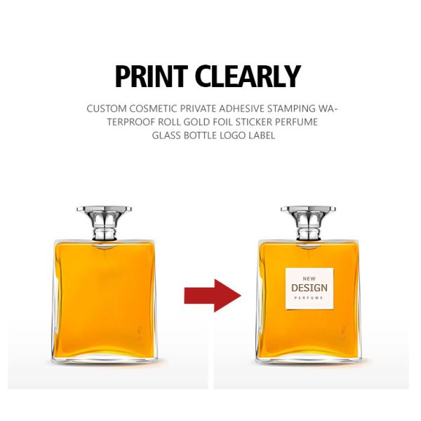 Perfume Bottle Jar Label Sticker Transparent Glass White Bronzing