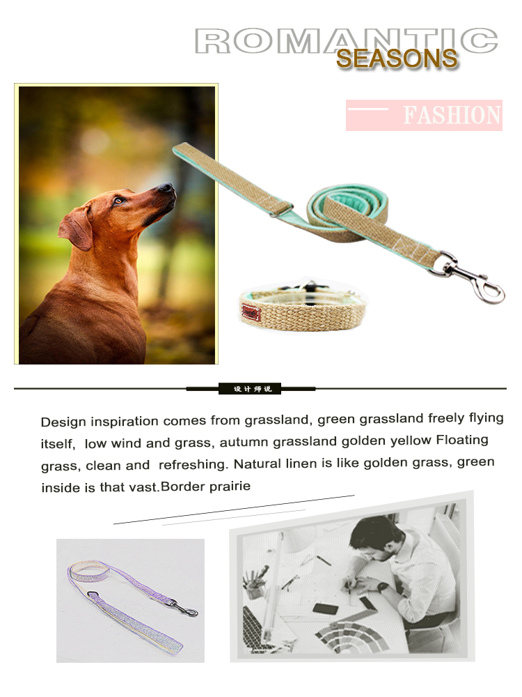Nature Hemp Personalized Dog Collar Leash Set 100% Cotton Material