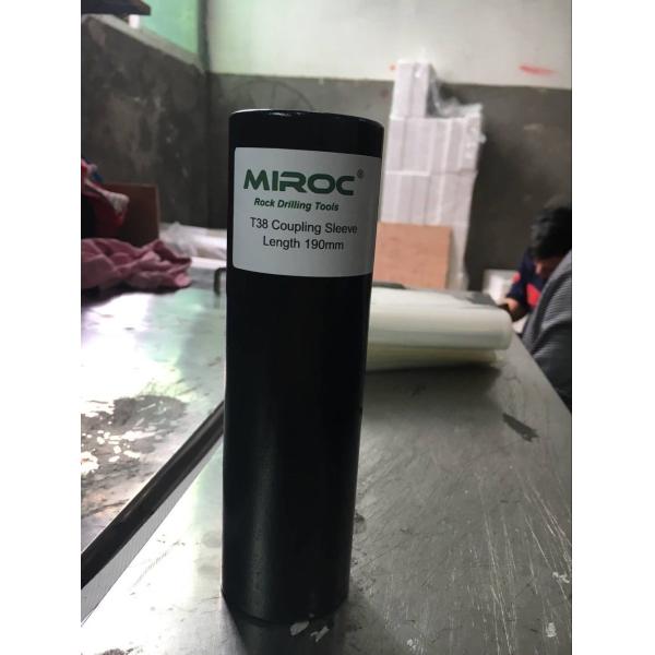 Black Thread T38 Drill semi bridge Coupling Sleeve Length 7 1 / 2 Inch Diameter 55mm