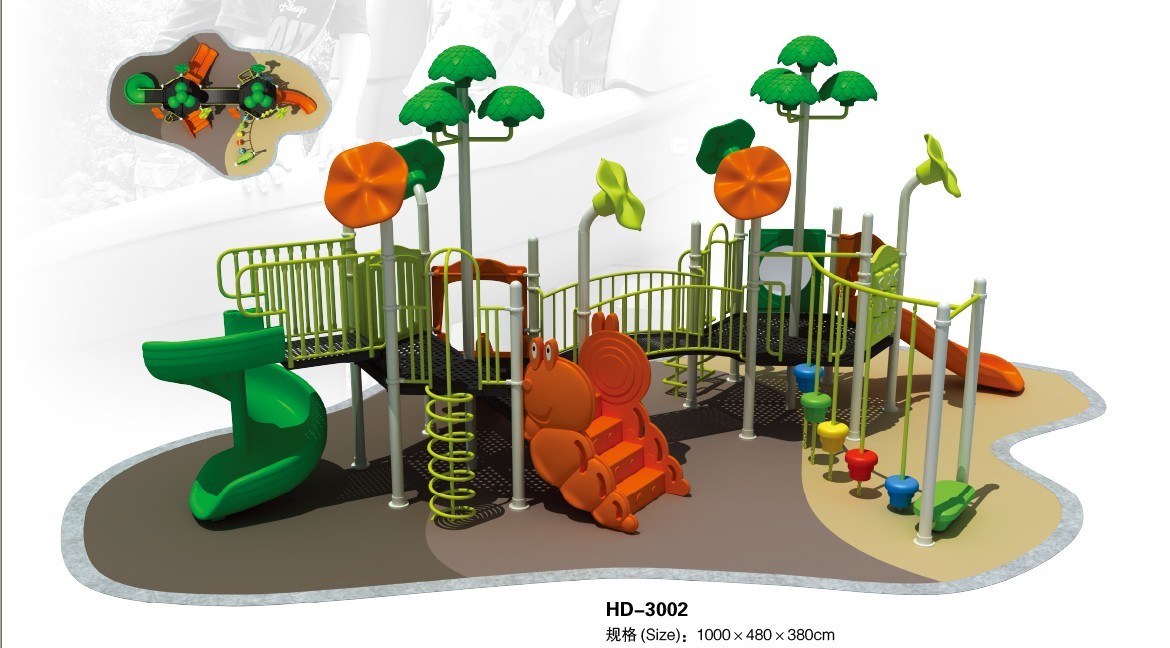 Kindergarten Pre-school Large Outdoor Playground Plant Theme Children Plastic Slides Playground Equipment