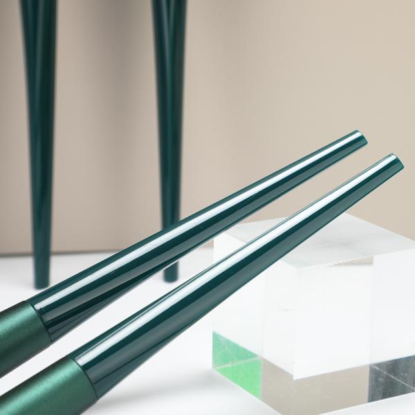Plating Handle Matte Green High End Makeup Brush Set 16.8cm Total Length