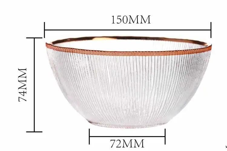 ODM Transparent Crystal Glass Fruit Bowls Dinnerware With Gold Rim