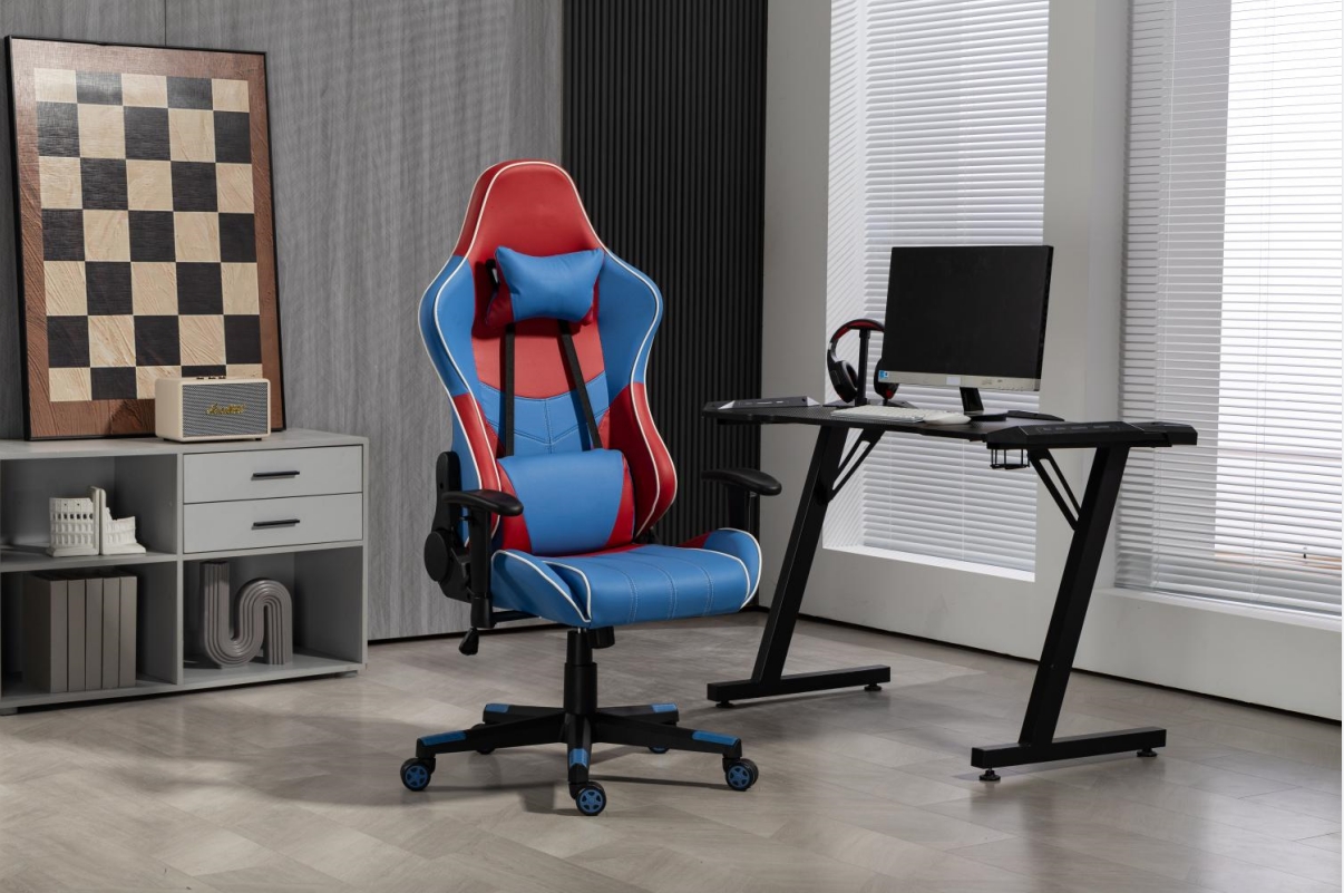 Stay Comfortable During Long Gaming Sessions with High Back Gaming Chair and Footrest