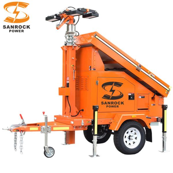 Monocrystalline Solar Light Trailer Portable Lighting Towers 6.5/7.5/9M Height Adjustable