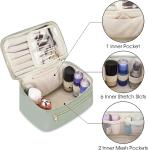 Women Green Travel Makeup Organizer Cosmetic Brush Case in Eco Vegan Leather