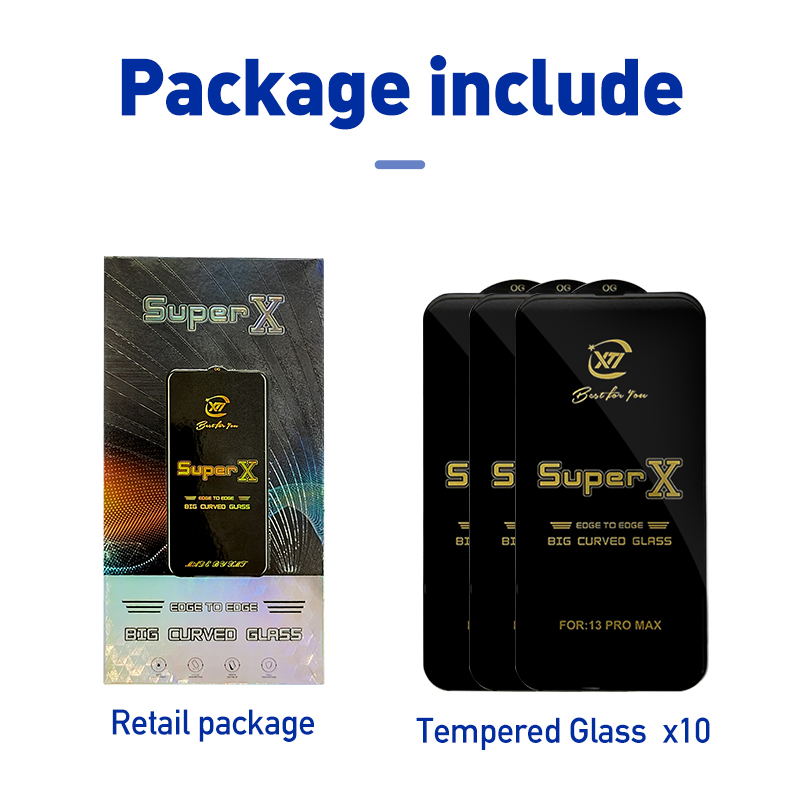 Super X Big Curved Class Full Glue Tempered Glass Screen Protector For Iphone Huawei