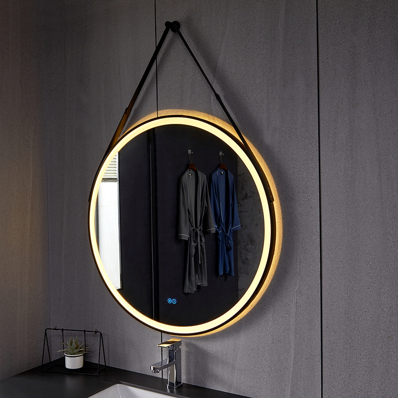 Silver Round Glass Bathroom Mirror 6500K Round Mirror With Led Lights