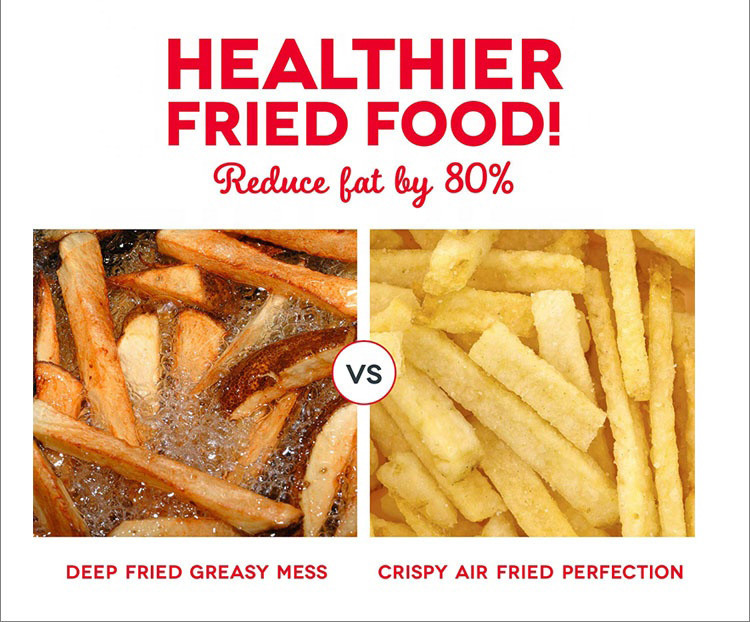 3.5 L Hot Air Fryer Cooker With Temperature Control / Non Stick Fry Basket