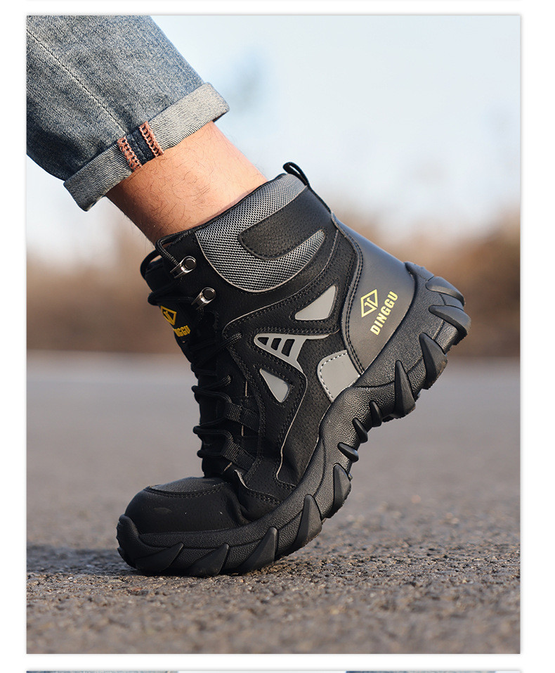 Microfiber Leather Flying Knit Safety Boots Kevlar Midsole Steel Toe Safety Shoes Rubber Work Shoes