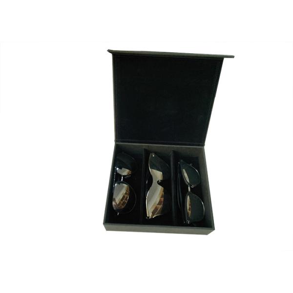 3 Slots Eyeglasses Display Box Recycled Paper / Wood / Velvet Material
