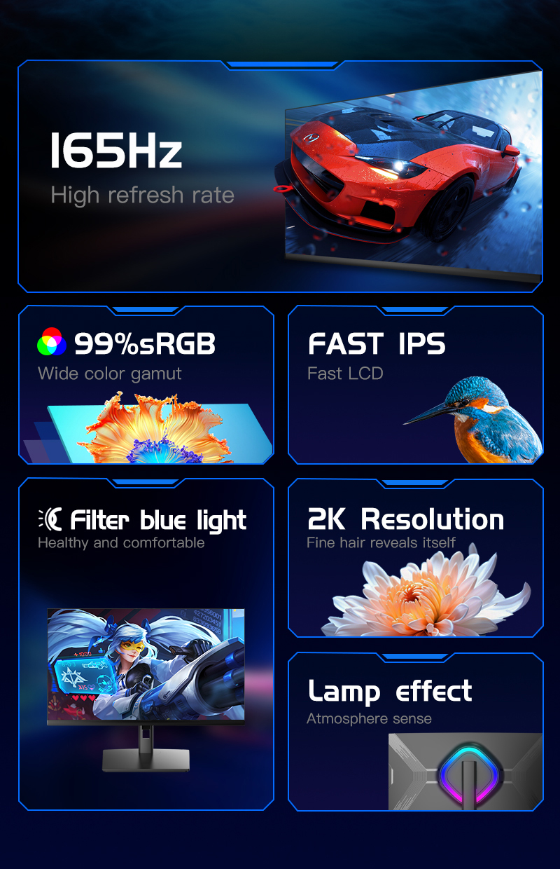 OEM 27 Inch Frameless Nano IPS PC Gaming Monitor 300cd/M2 With RGB Lighting