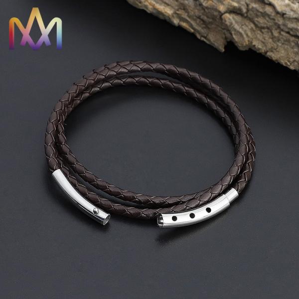 OEM Multi Layer Braided Leather Bracelet With Magnetic Clasp