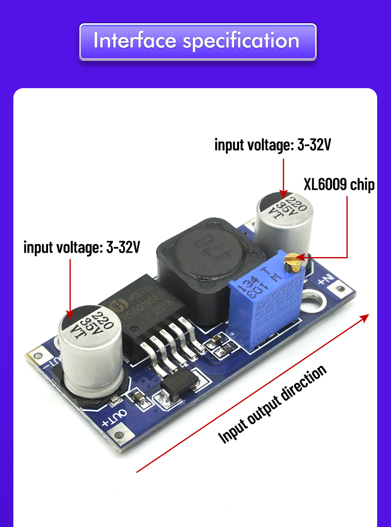 LED and LCD Compatible 43*22mm Super XL6009 DC-DC Boost Module with Adjustable Output