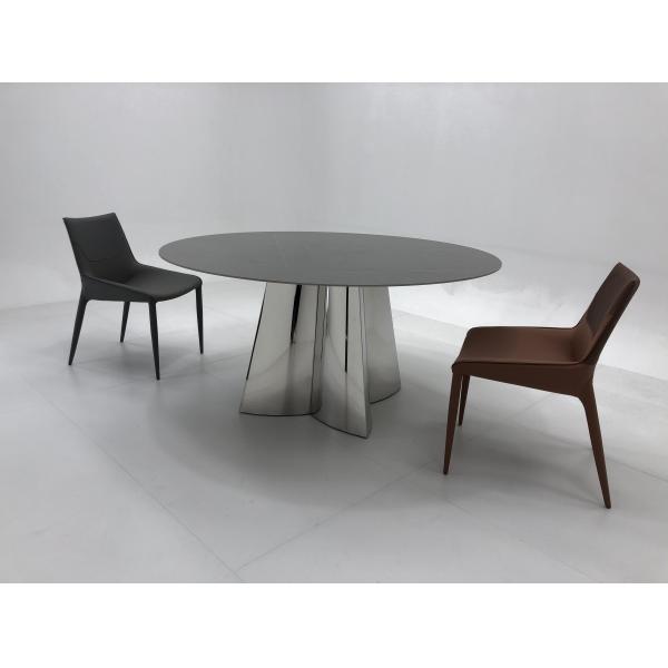 Marble Dining Table Ceramic Top Table Silver Stainless Steel Base Home Furniture