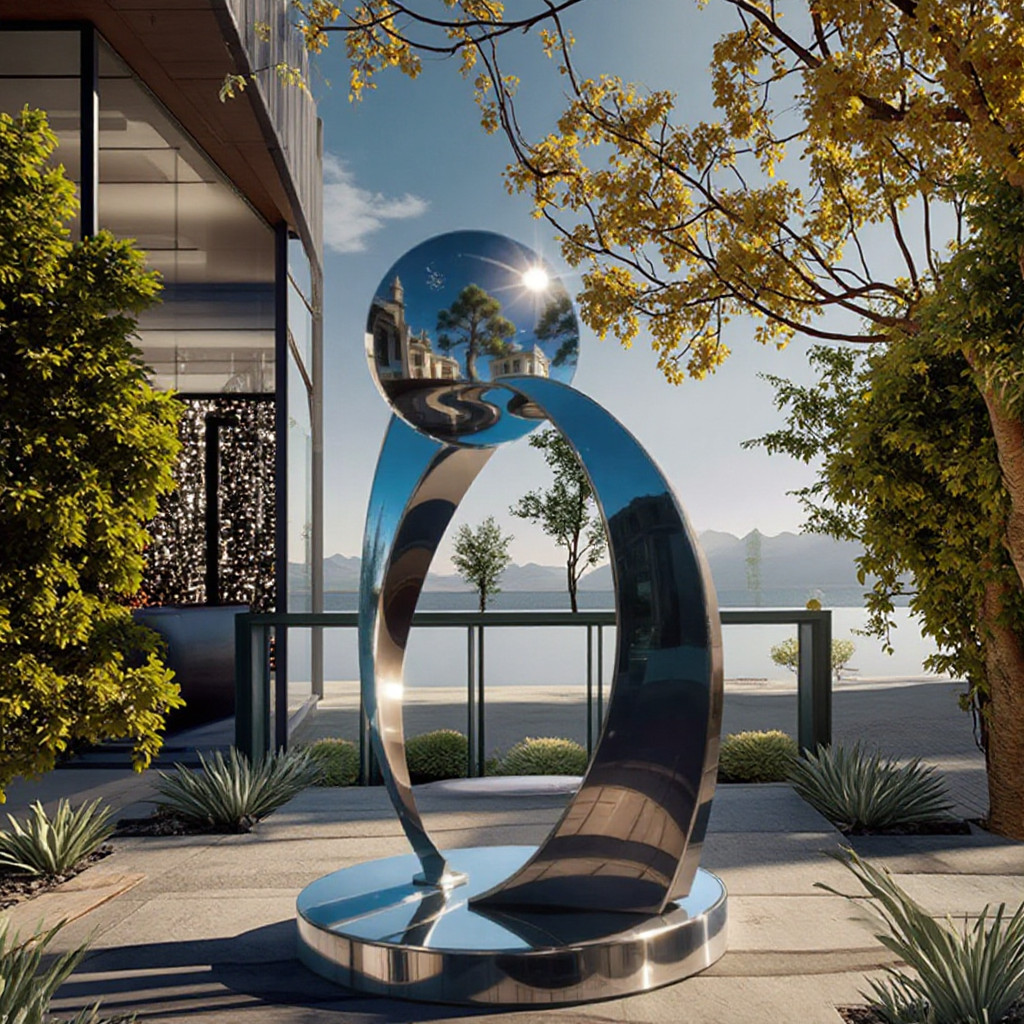 Modern Art Large Stainless Steel Landscape Sculpture For Outdoor Hotel Or Park Displays