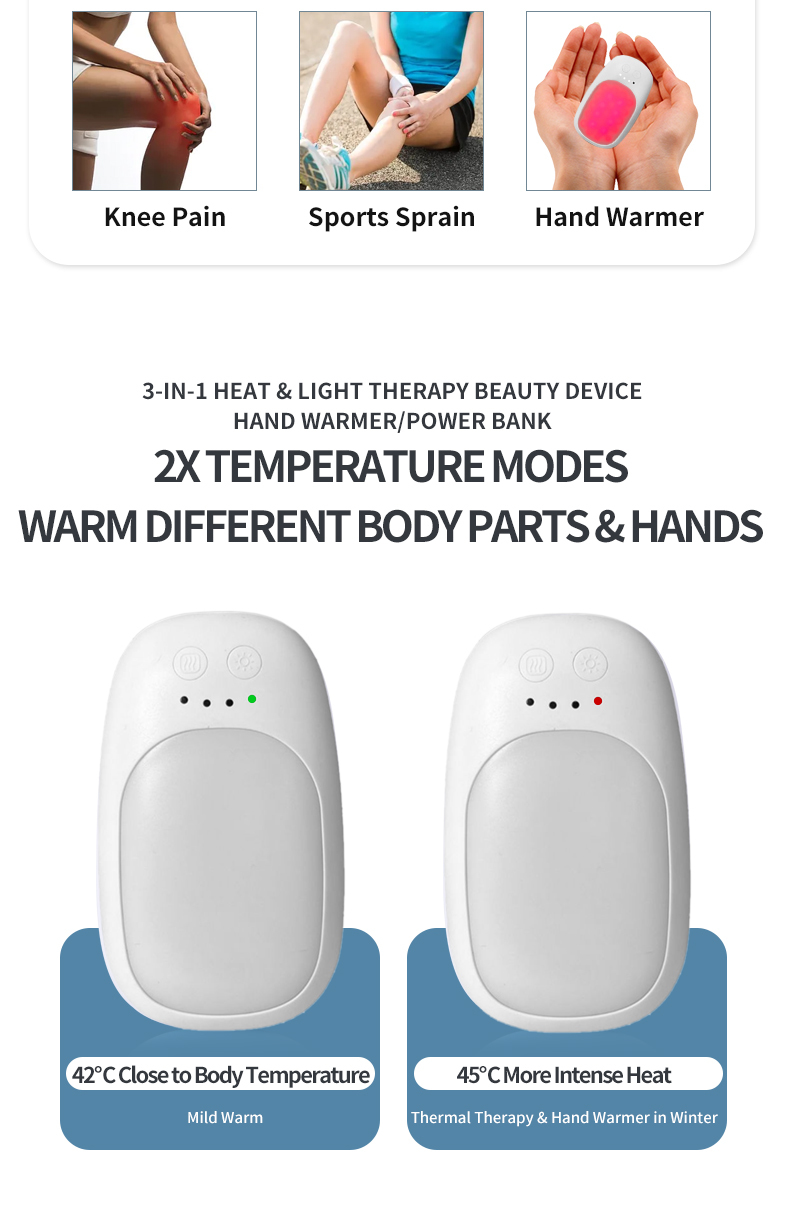 10W LED Hand Warmer Battery Charger 5200mAh 3.7V Handwarmer Powerbank