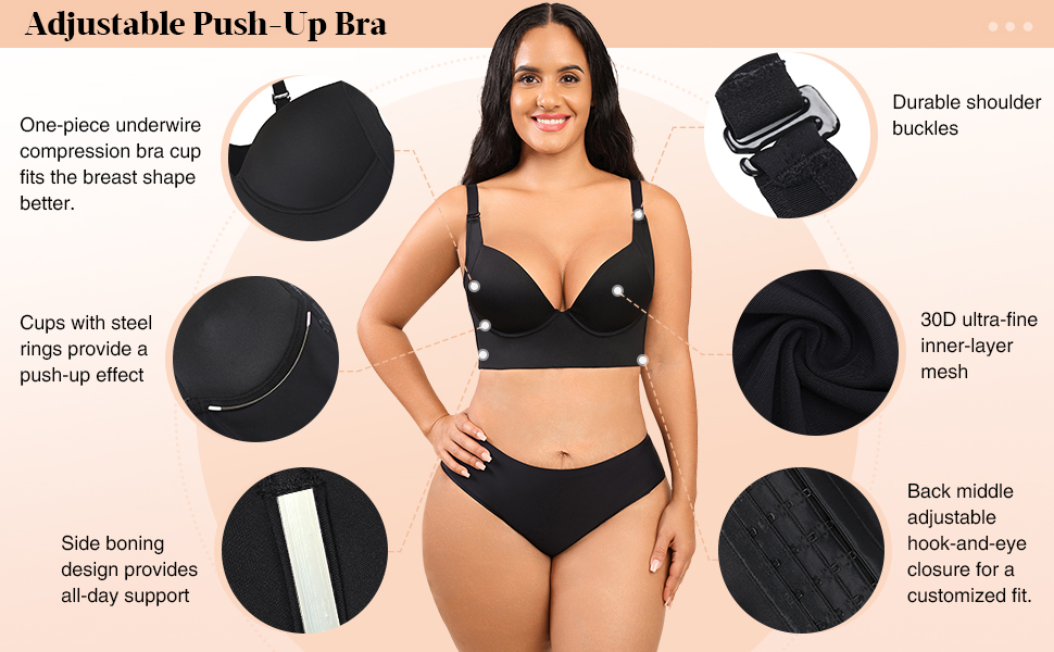 Underwire Supported Seamless Women's Body Fit Bra with Deep Cup and Invisible Push Up