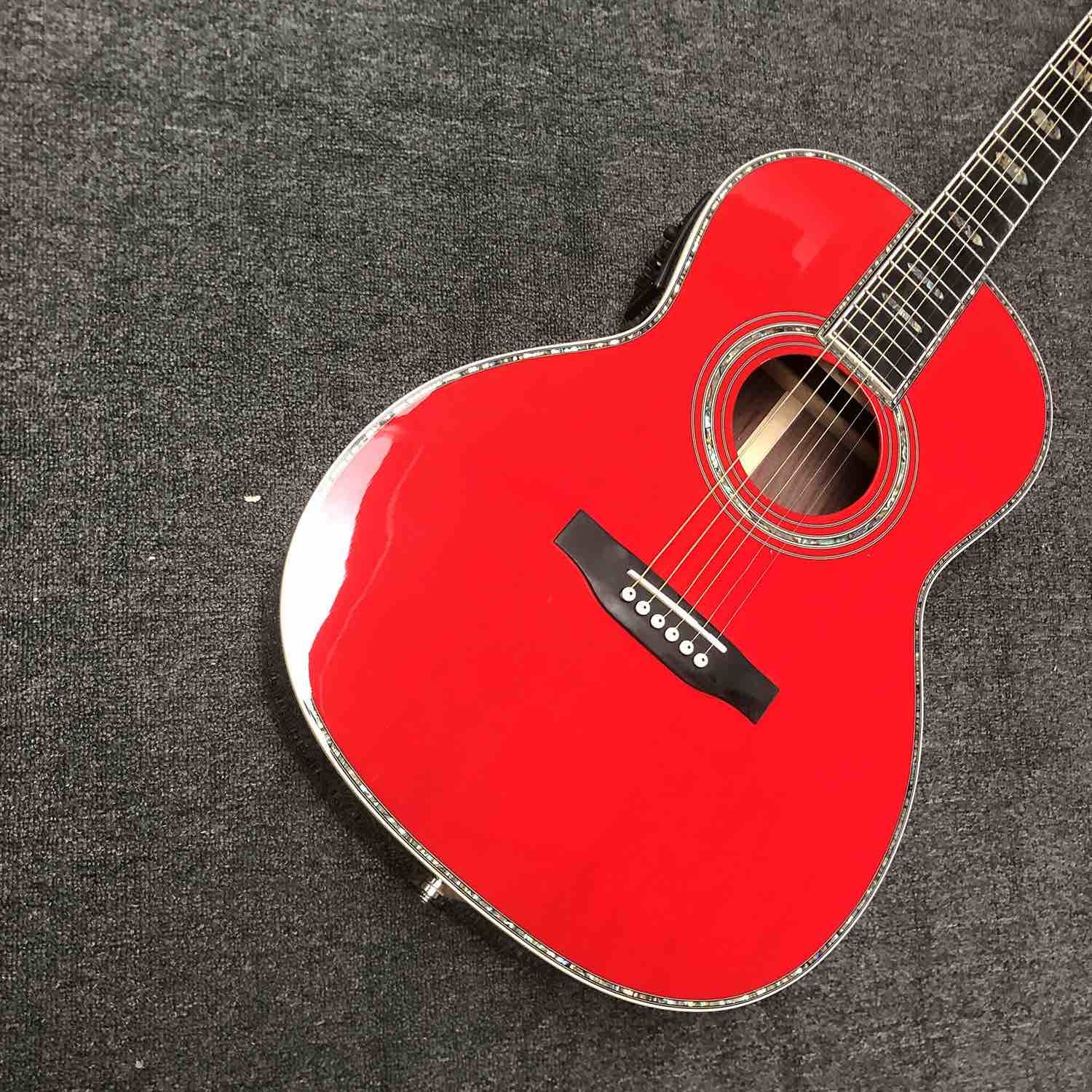 Custom 39 Inch OOO 45AA AAAAA All Solid Wood Acoustic Guitar with 301 Electronic EQ Ebony Fingerboard Slotted Headstock