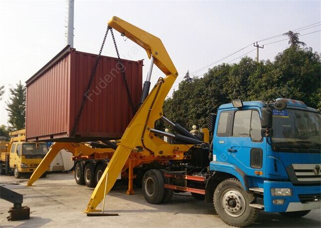 Tri Axle Side Loader Container Truck / 16-37 Ton Self Loading Container Truck