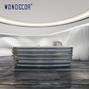 China Silvery Luxury Reception Desk Commercial Modern Reception Counter on sale