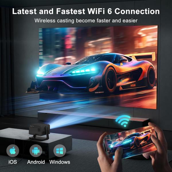 H3 White Rotating 1080P Android Projector , Smart Home Cinema Projector