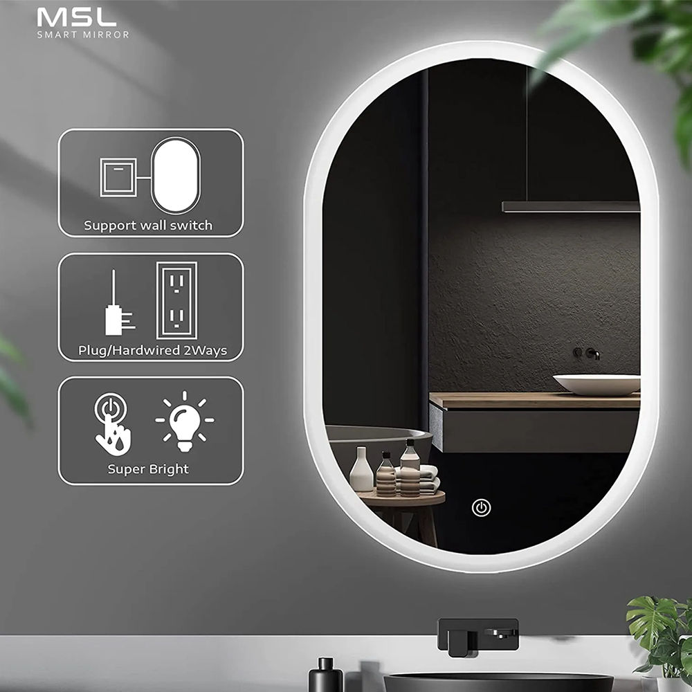 Intelligent LED Backlit Vanity Mirror Wall Mounted Smart Bluetooth Mirror Anti Fog