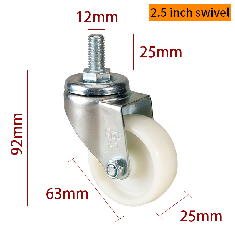 Threaded TPA 2.5 Inch Caster Wheels Light Duty Swivel / Brake Type