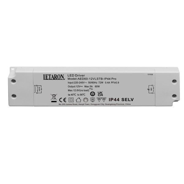 Bespoke LED Driver Provider LED Mirror Cabinet Power Supply Class II 60W IP44 Flicker-free Letaron LED Driver for Mirror LED Strip Light