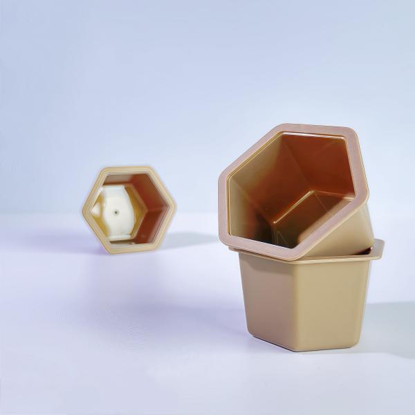80ml Hexagon PP Disposable Cup with Aluminum Foil Lid