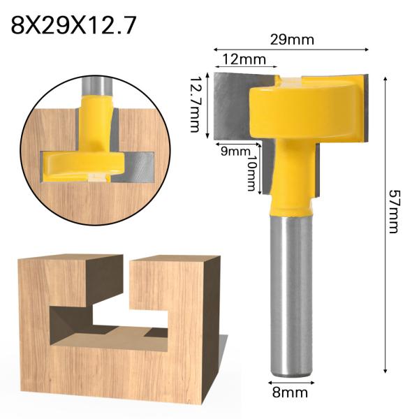 1/2'' and 1/4'' T-Slot Milling Cutters 6mm 8mm Shank T-Track Router Bit Straight Edge for Wood Cutter Woodworking Tools