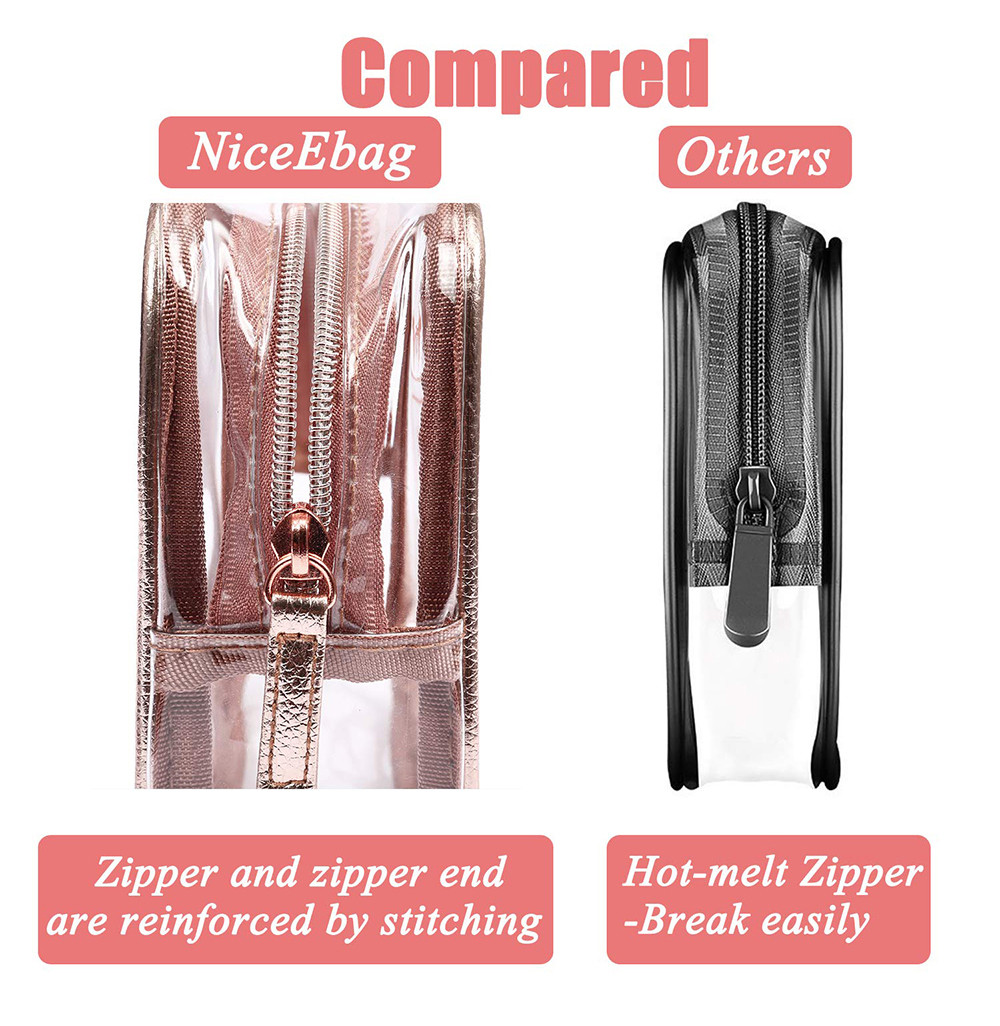 Roomy Zippered See Through PVC Makeup Bag For Girls