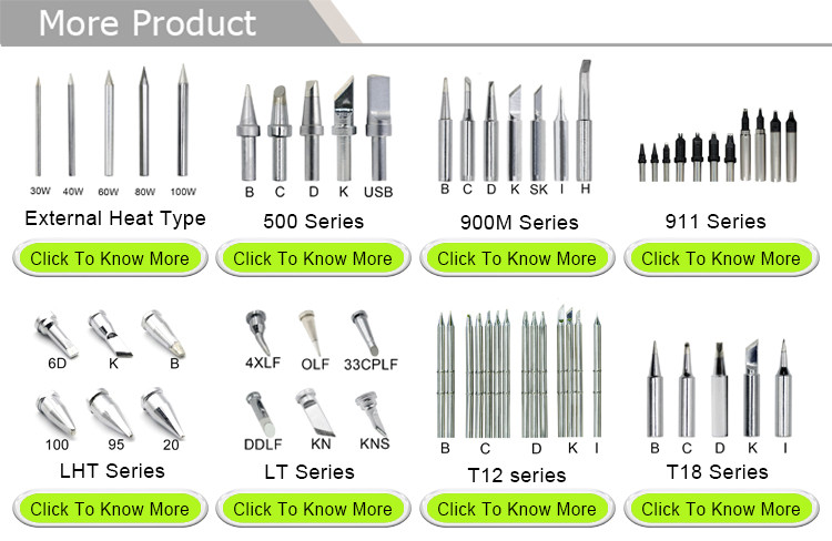 Green 200 Series B C D K I J Lead Free Soldering Tips Oxygen-free Copper ,CrZr