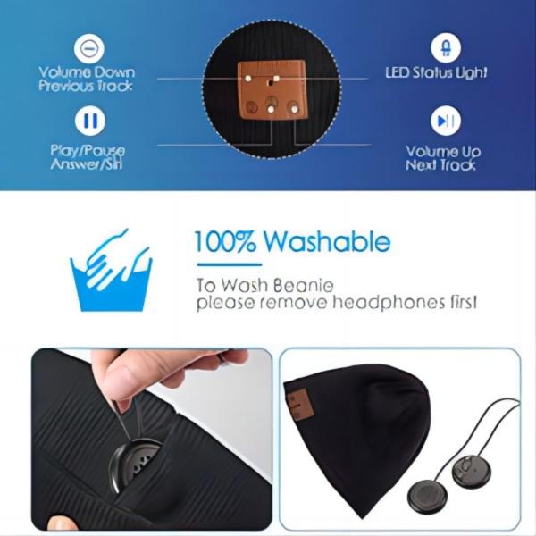 3in1 Adjustable Music Beanie Bluetooth Hat Easy To Pair With Smartphone