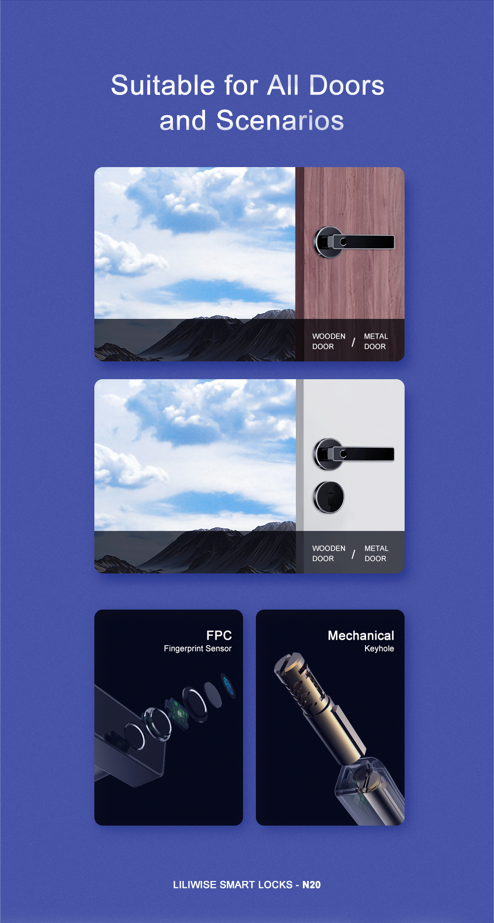 Amazon Hot Selling Smart Biometric Handle Fingerprint Lock for Door