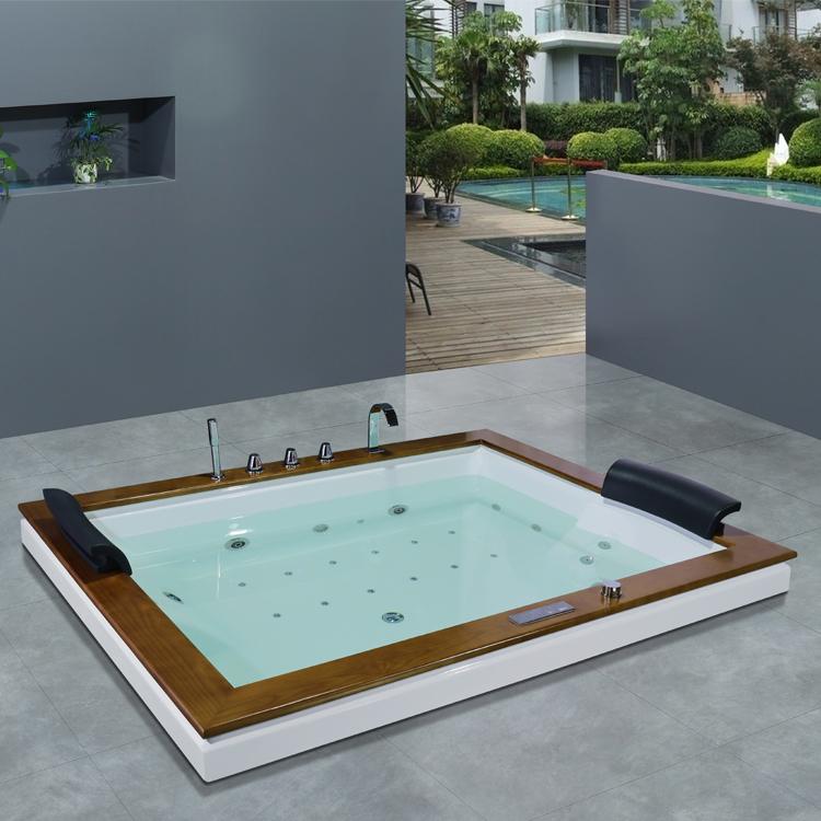 6 Foot Freestanding Jetted Bathtub With Heater 2 Person Air Lights Jetted