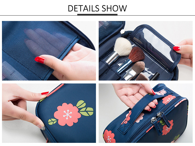 Portable L260mm Polyester Cosmetic Bag With Mirror