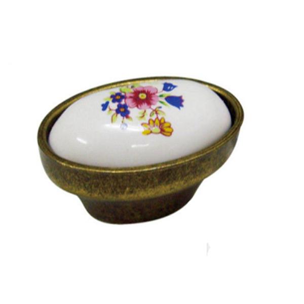 Kitchen Cupboard Door Knobs Ceramic Handles Antique Bronze Oval Porcelain Dresser Pulls