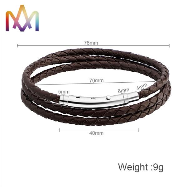 OEM Multi Layer Braided Leather Bracelet With Magnetic Clasp