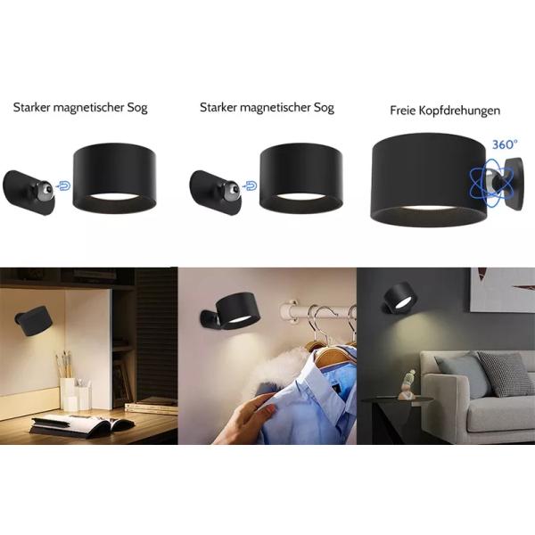 360 Degree Rotate Magnetic Touch Control LED Wall Mounted Reading Light For Bedroom