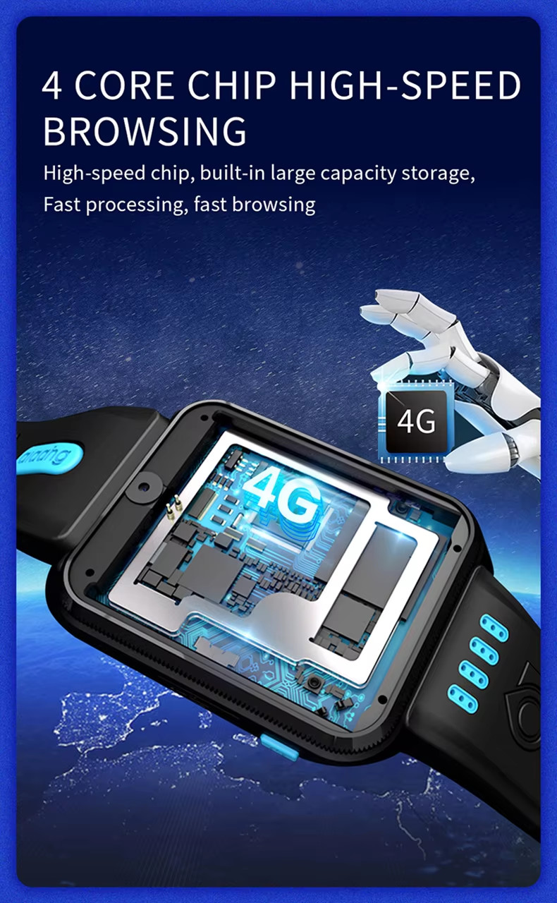 Kids Smart Fitness Tracker Watch Phone Android 4G SIM Card System W5 Pro