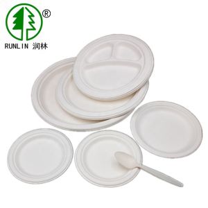 Quality LFGB Disposable Eco Friendly Reusable Dinnerware Bagasse Paper Party Plates for sale