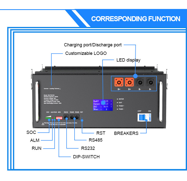 Deep Cycles Stacked Lithium Battery Pack LiFePO4 Battery Customization
