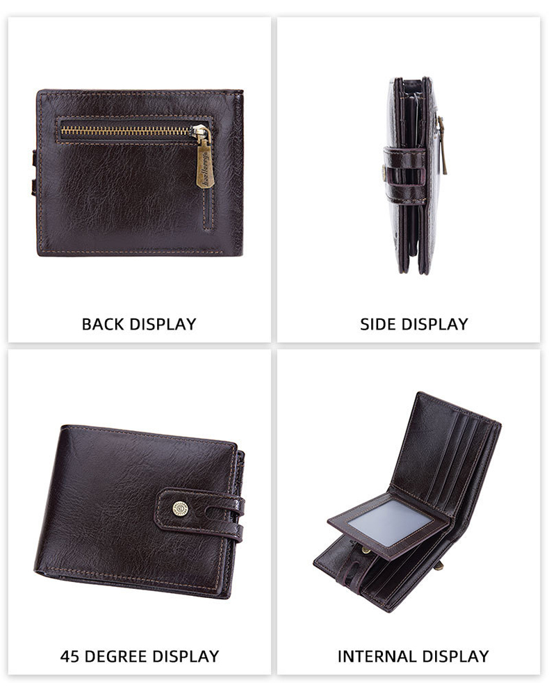 Vintage Multi Card Buckle Men's Short Wallet Creative PU Leather Business Pocket
