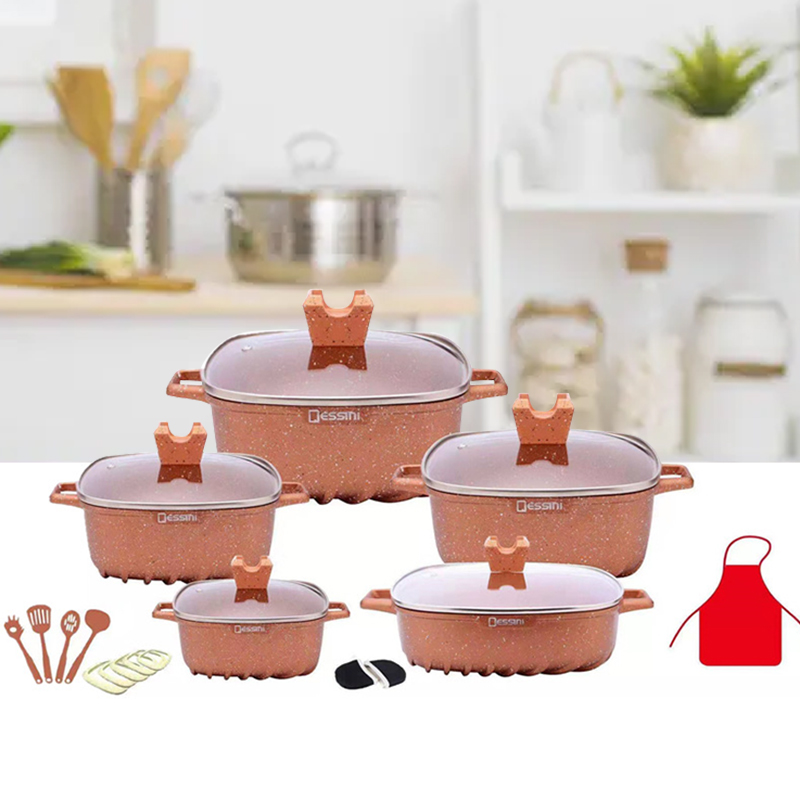 Brand New Design 22Pcs White Kitchen Ware Set Aluminum Nonstick Cookware Cooking Pot Sets
