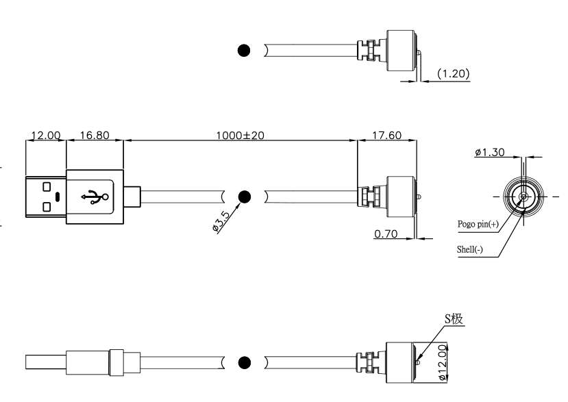 Custom DC Magnetic Power Cable Connector For Medical Equipment