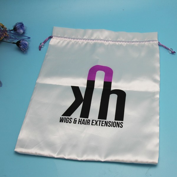 Soft Gift Satin Pouches For Jewelry , Custom Size White Drawstring Bag